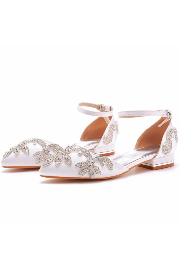 Witte Puntige Neus Bruidsschoenen met Kralen Mode – Bild 3