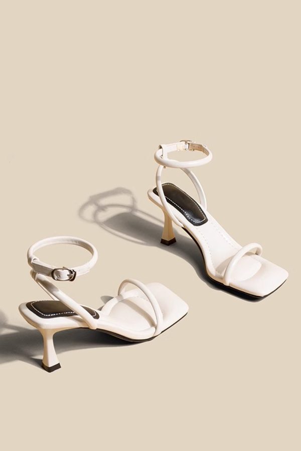 Zwarte PU lederen enkelbandje sandalen met hoge hak Online-Schn?ppchen – Bild 4