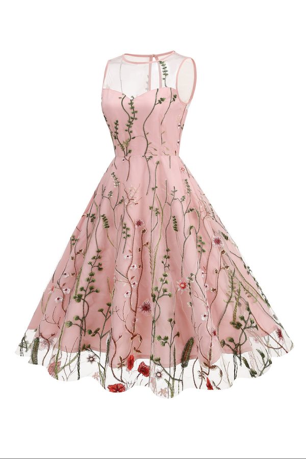 Blush A Line Bateau Hals Mouwen 1950s Jurk Jetzt online – Bild 2