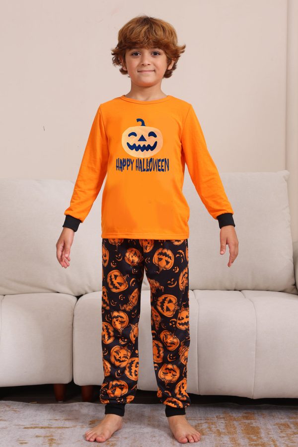 Oranje Halloween Familie Bijpassende Pyjamaset met Lange Mouw Zu verkaufen – Bild 5