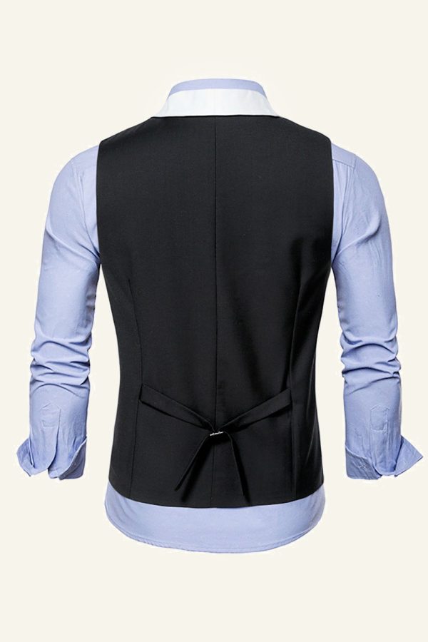 Zwarte Sjaal Revers Double Breasted Heren Pak Vest Rabatt – Bild 2