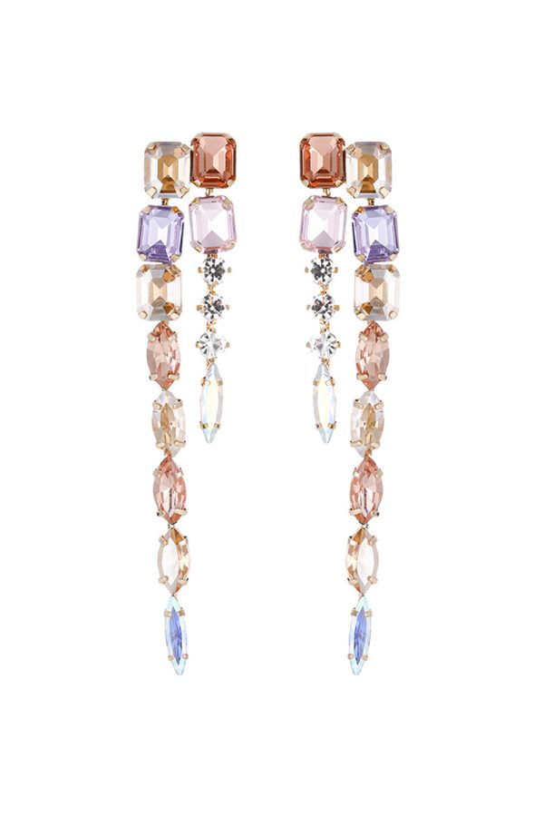 Champagne Crystal Kleurrijke Kwastje Stud Alloy Earring Online-Schn?ppchen