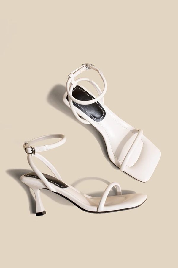 Zwarte PU lederen enkelbandje sandalen met hoge hak Online-Schn?ppchen – Bild 3