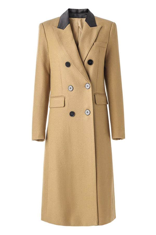 Camel Peak Revers Lange Vrouwen Jas Mode