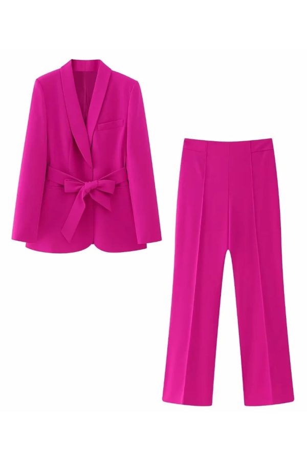 Fuchsia 2-delige sjaal revers dames pakken Angebot