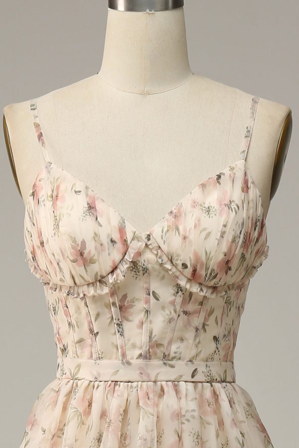 Abrikoos A Line Print Galajurk met Spleet Online – Bild 5