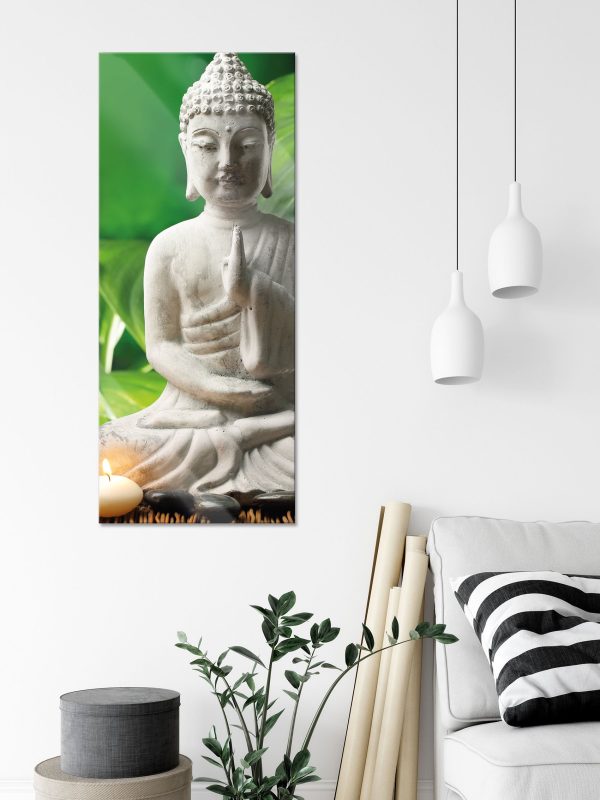 Seerose Buddha Statue, Glasbild Panorama Mode – Bild 3