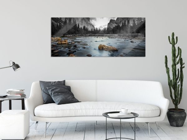 seichter Fluss im Wald, Glasbild Panorama Angebot – Bild 2