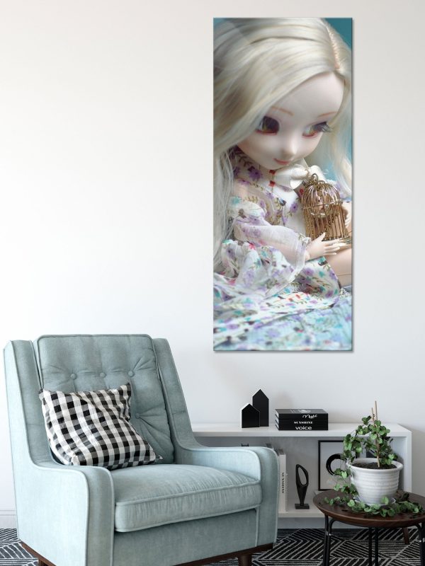 blonde Pullip-Puppe mit Vogelkäfig, Glasbild Panorama Online-Schn?ppchen – Bild 2