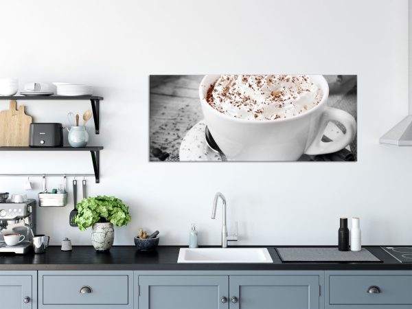 Kaffee mit Sahne und Zimt, Glasbild Panorama Mode – Bild 3