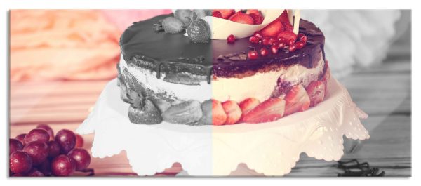 Super leckere Erdbeertorte, Glasbild Panorama Jetzt online