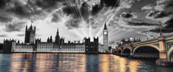 Westminster Abbey mit Big Ben, Glasbild Panorama Verkauf – Bild 5