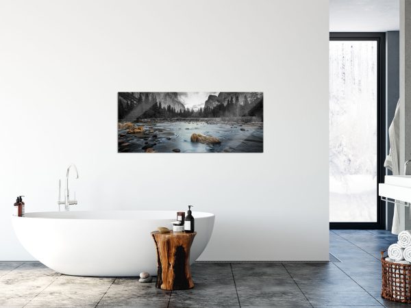 seichter Fluss im Wald, Glasbild Panorama Angebot – Bild 4