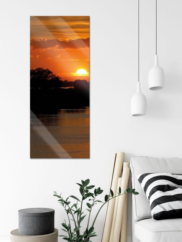 Sonnenuntergang über Fluss, Glasbild Panorama Im Angebot – Bild 3