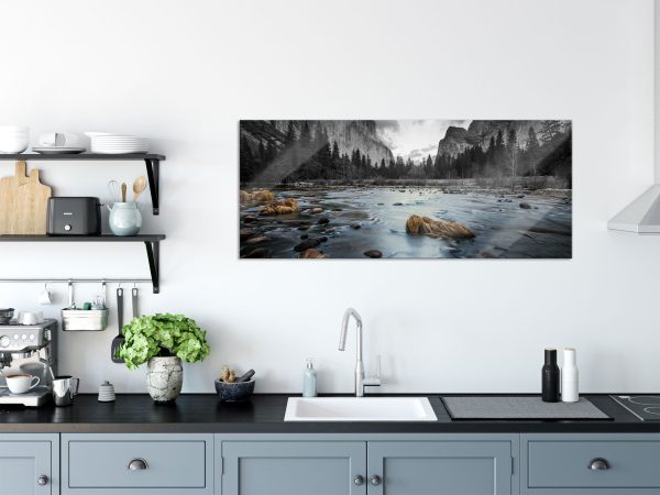 seichter Fluss im Wald, Glasbild Panorama Angebot – Bild 3