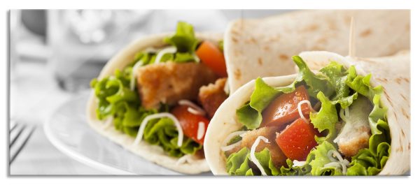 Köstliche Wraps, Glasbild Panorama Online-Schn?ppchen