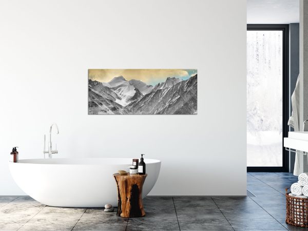 Tempel in den Bergen von Tibet, Glasbild Panorama Jetzt online – Bild 4