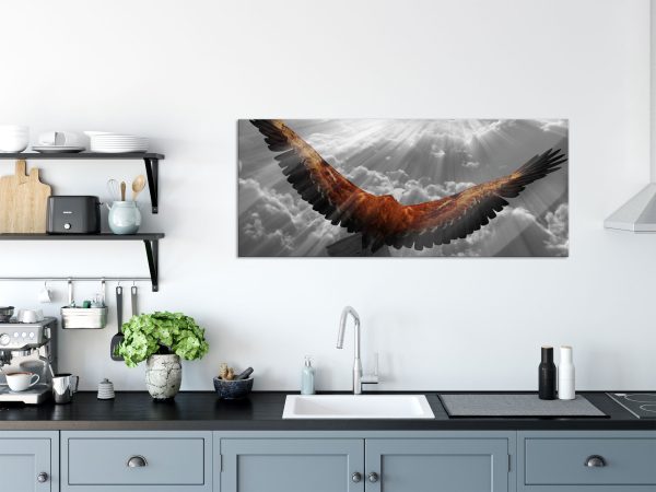 anmutiger Adler über den Wolken, Glasbild Panorama Zu verkaufen – Bild 3