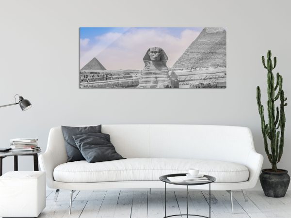 wunderschöne Sphinx in Gizeh, Glasbild Panorama Mode – Bild 2