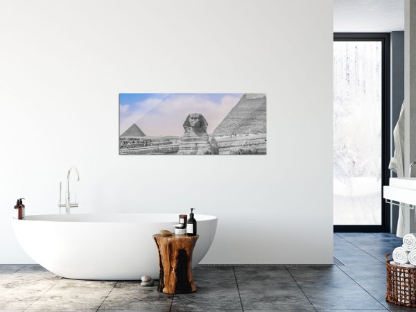 wunderschöne Sphinx in Gizeh, Glasbild Panorama Mode – Bild 4