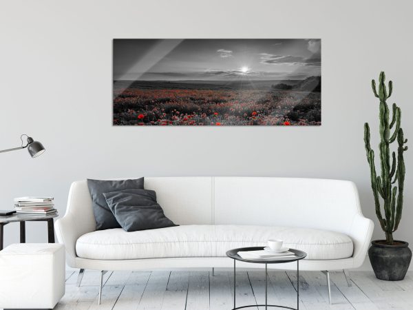 tolles Mohnblütenfeld, Glasbild Panorama Online – Bild 2