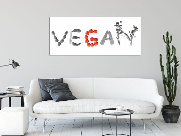 Schriftzug Vegan Gemüse, Glasbild Panorama Angebot – Bild 2
