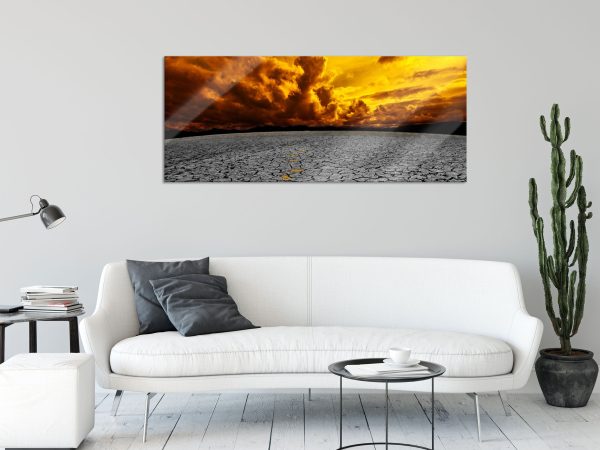 ausgetrocknete Landschaft, Glasbild Panorama Zu verkaufen – Bild 2