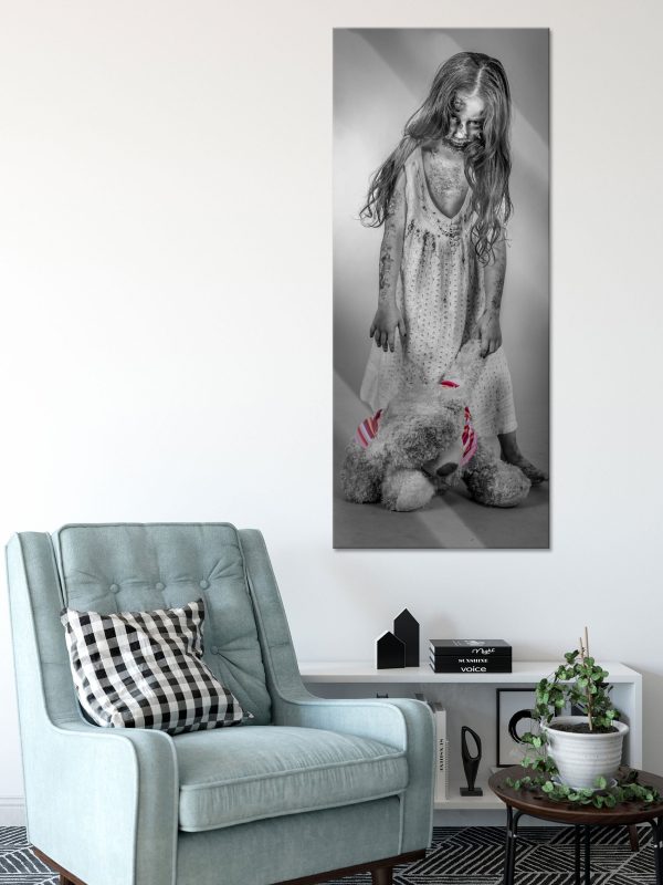 Mädchen mit Teddy, Glasbild Panorama Zu verkaufen – Bild 2