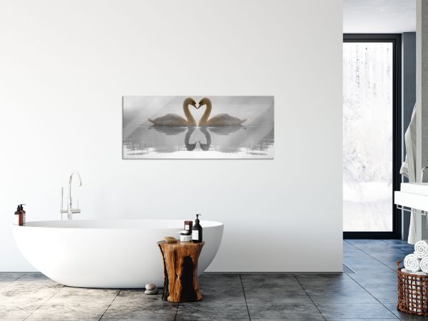 verliebte Schwäne auf See, Glasbild Panorama Angebot – Bild 4