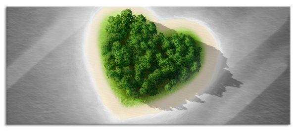 süße Herzförmige Insel, Glasbild Panorama Schn?ppchen