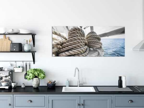 Tau Seile auf einem Schiff, Glasbild Panorama Angebot – Bild 3