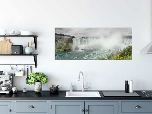 Niagara Fälle Schwarz Weiß mit Effekt, Glasbild Panorama Im Angebot – Bild 3