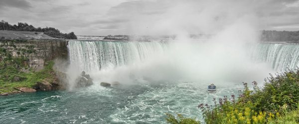 Niagara Fälle Schwarz Weiß mit Effekt, Glasbild Panorama Im Angebot – Bild 5