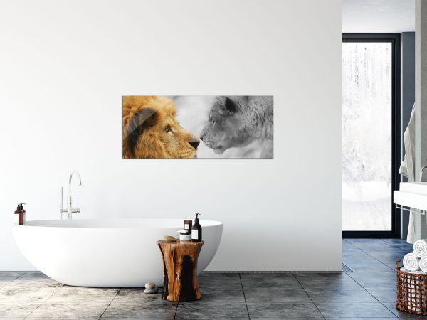 schönes verliebtes Löwenpaar, Glasbild Panorama Rabatt – Bild 4