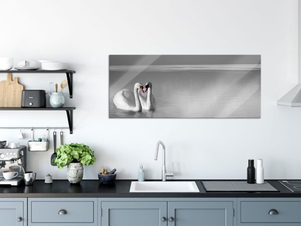 wunderschöne Schwäne auf See, Glasbild Panorama Angebot – Bild 3
