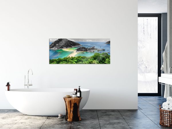 schöne Inselstadt im Pazifik, Glasbild Panorama Im Angebot – Bild 4