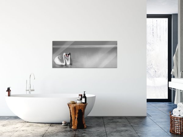 wunderschöne Schwäne auf See, Glasbild Panorama Angebot – Bild 4