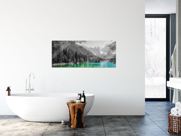See in einer Berglandschaft, Glasbild Panorama Verkauf – Bild 4