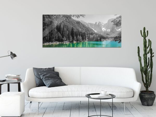 See in einer Berglandschaft, Glasbild Panorama Verkauf – Bild 2