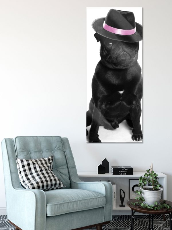 Mops mit Mafia Hut, Glasbild Panorama Angebot – Bild 2